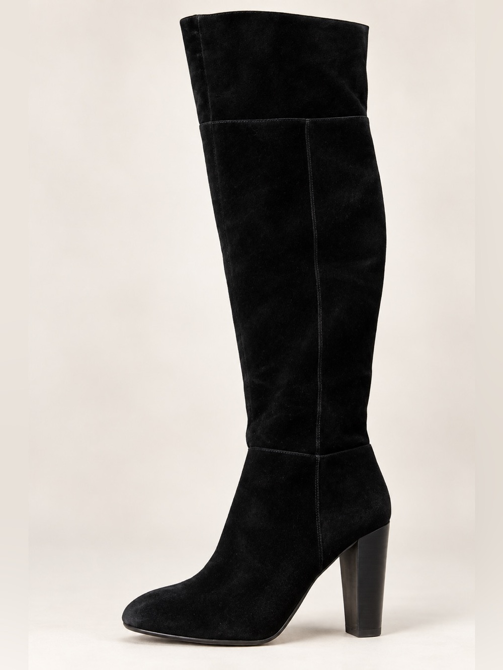 Tory Burch Women’s Black Suede Over Knee Boots Size 8 Leather Block Heel Quiet L
